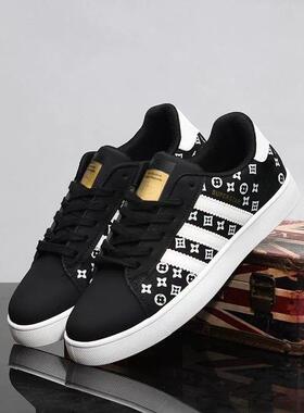 港风印花厚底板鞋男女黑白潮鞋ins潮学生百搭休闲鞋