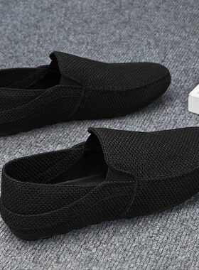 男鞋夏季透气2025年新款休闲帆布鞋子一脚蹬豆豆鞋男士老北京布鞋