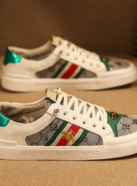 2025新款夏季欧洲站男鞋子透气潮鞋轻奢潮牌板鞋小蜜蜂男士休闲鞋