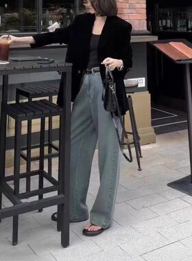 24997大爱美依缘2025秋季新款时尚宽松西服外套休闲牛仔裤显瘦女