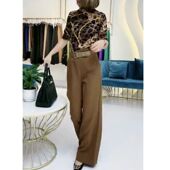 新款 宽松显瘦女裤 咖色长裤 直筒西裤 女时尚 9823大爱美依缘2024秋季