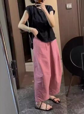 24338大爱美依缘2024夏季新款减龄松弛感宽松T恤休闲哈伦裤时尚女