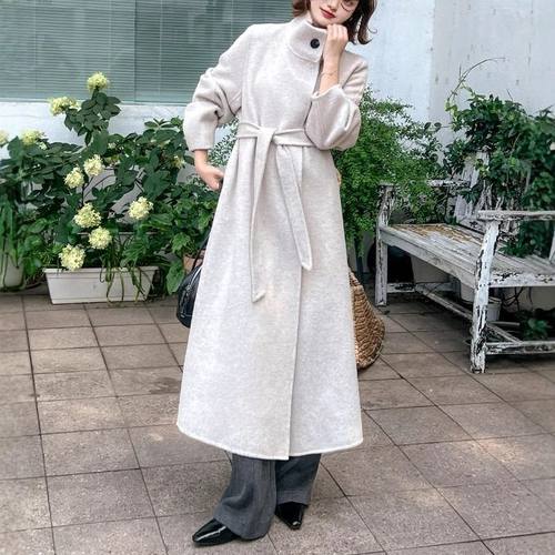 ZY2511大爱美依缘2025秋冬新款中长款立领加厚腰带高级毛呢外套女