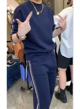 211028大爱美依缘2024秋冬新款简约休闲套装宽松卫衣长裤两件套女