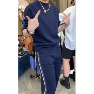 211028大爱美依缘2024秋冬新款简约休闲套装宽松卫衣长裤两件套女