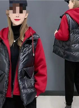 22907大爱美依缘2024冬季新款韩版假两件外套拼接连帽加厚女外衣