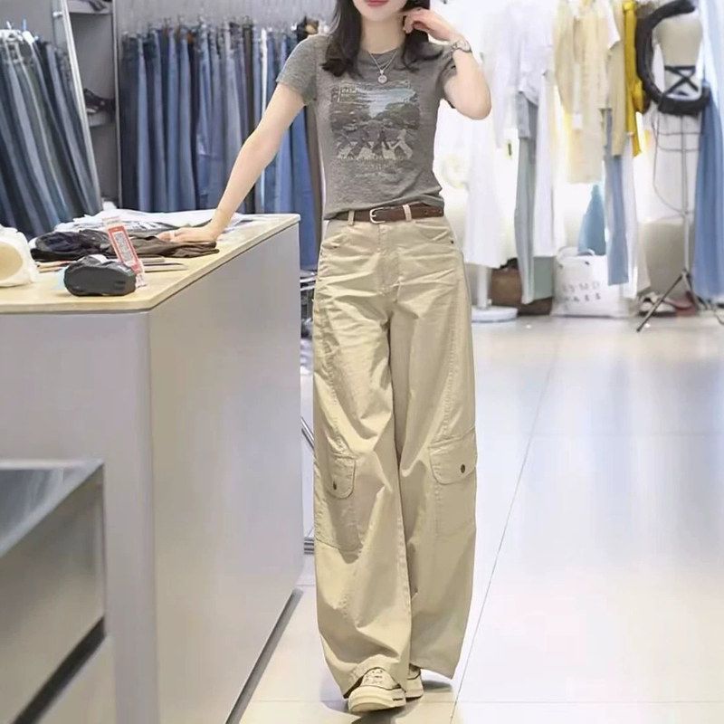 26655大爱美依缘2026秋季新款设计百搭松弛感工装裤高腰直筒长裤图片