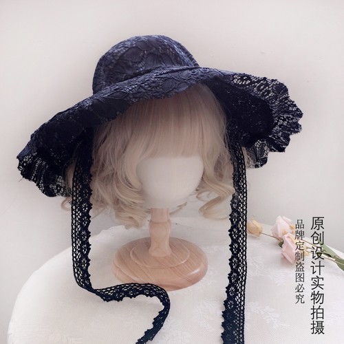 太阳帽遮阳帽少女哥特黑色夏季