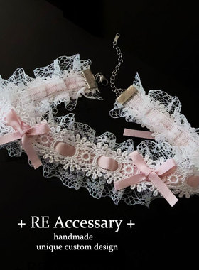 维设计浪漫白色蕾丝花边项链