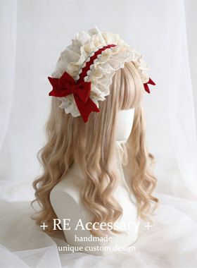 lolita新年蕾丝发带集合 新年华丽红色cla发箍洛丽塔发箍头饰