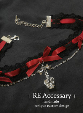 黑红色手作颈圈哥特风