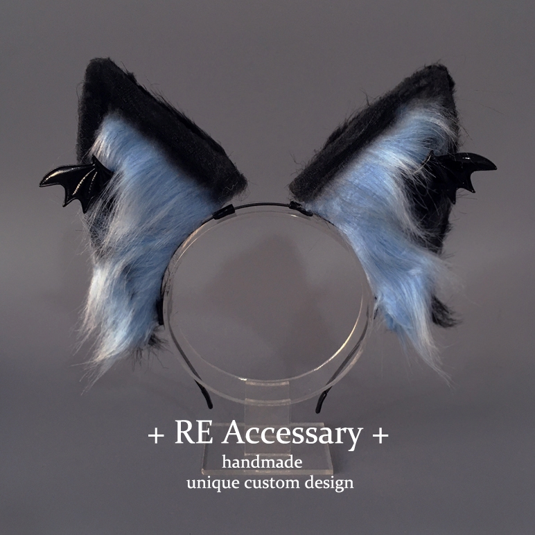 RE小恶魔翅膀仿真猫咪毛绒兽耳发箍lolita库洛米Y2K多色甜酷头饰