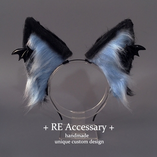 RE小恶魔翅膀仿真猫咪毛绒兽耳发箍lolita库洛米Y2K多色甜酷头饰