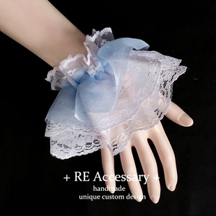 RE梦幻lolita手袖 亚文化古早偶像风多层蕾丝手环洛丽塔水色配饰