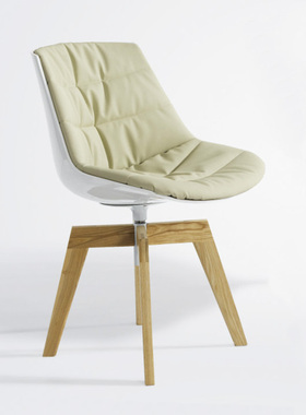 flow chair实木脚白色时尚餐椅个性创意设计师可旋转休闲办公椅