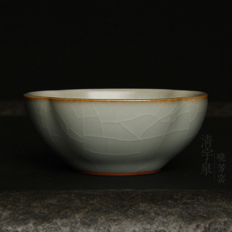 台湾蔡晓芳 早期汝窑天青 四喜茶杯