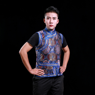 马甲男蒙古族休闲立领马夹盘扣民族风演出日常生活装坎肩蒙古服新