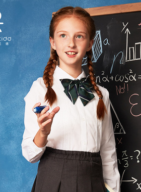 伊顿纪德校服 儿童白色衬衣童装学院纯色春秋女童长袖衬衫09C201