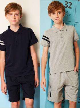 伊顿纪德校服学院装男女童夏款运动短袖短裤套装16Y107/16y108