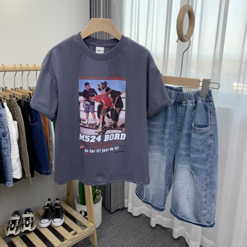 木糖橙童装正品夏季新品男女中大童卡通纯棉短袖T恤上衣35020