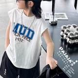 木夏季新款儿童圆领无袖T恤背心上衣宽松休闲洋气棉21703
