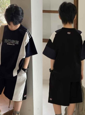 大E小e童装20260夏款儿童韩版运动套装男女童纯棉短袖+裤子潮3801