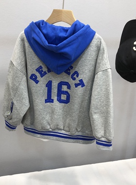 牛哆哆童装秋装新款字母儿童连帽棒球服男女童夹克外套28286
