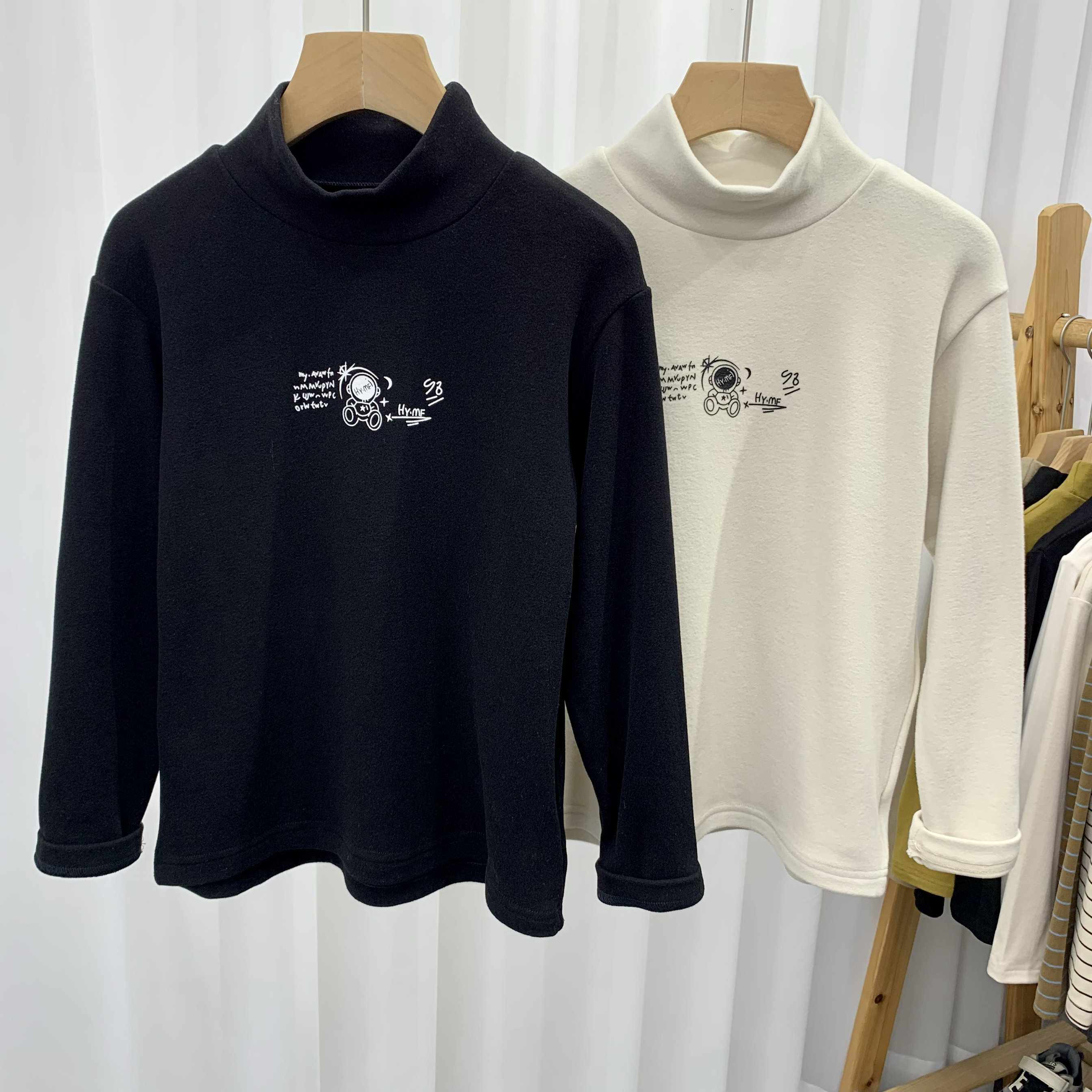 大e小e童装冬新款男童女童半高领德绒长袖T恤打底衫儿童9722