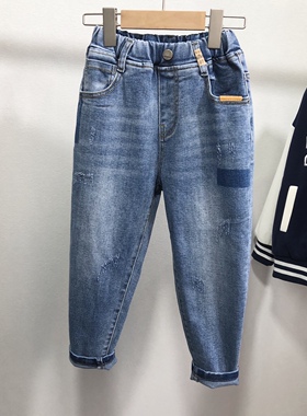 牛哆哆童装2023春款新品男女童简约百搭浅蓝色牛仔裤休闲裤81536