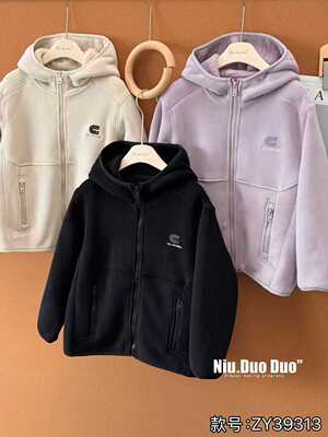 牛哆哆童装2025秋冬男女中大童连帽外套柔软奥粒绒拉链衫潮39313