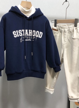 牛哆哆童装冬款儿童连帽加绒卫衣开衫外套男女童拉链衫33567