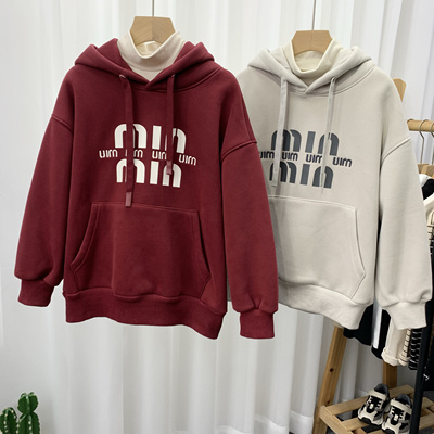 大E小e童装冬季连帽上衣儿童韩版一体绒卫衣中大童套头衫3570