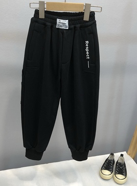 木瓜汁童装秋新款男女童针织裤运动裤卫裤中大童儿童韩17115