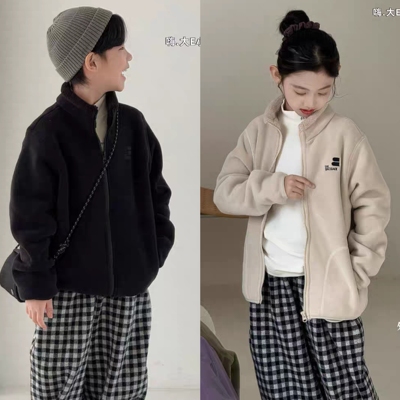 大E小e童装2025冬季款款男女儿童校服神器长毛绒奥粒绒外套5020