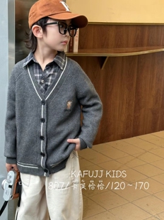 卡芙恰恰童装春秋季新品儿童毛衣开衫男童韩风外套中大童潮807