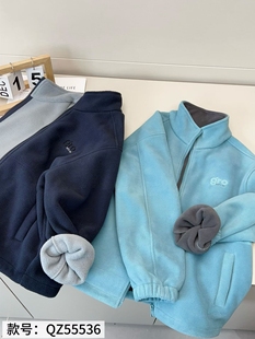 牛哆哆2025秋冬款男女童立领摇粒绒外套儿童加绒保暖拉链衫55536