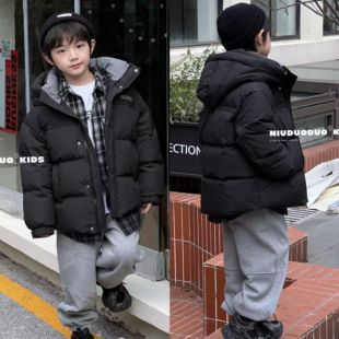 牛哆哆童装冬款儿童韩版连帽羽绒服男女童90白鸭绒外套74359