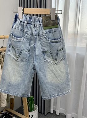 卡芙恰恰童装夏新款男女童儿童牛仔中裤七分超软休闲裤188111