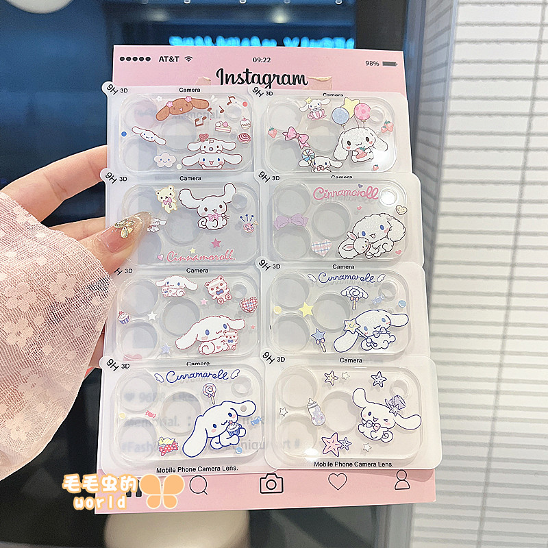 适用苹果卡通钢化一体全包镜头膜