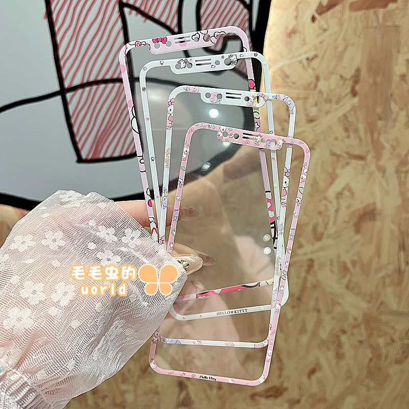 适用苹果卡通KT膜钢化玻璃膜彩膜