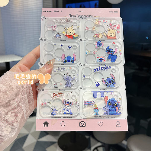 适用苹果卡通一体全包钢化镜头膜