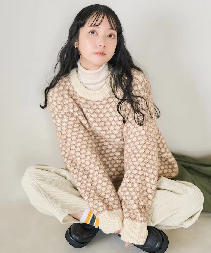 出口日本原单正品2025秋季新款女士时尚休闲百搭宽松舒适纯色毛衣