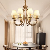 客厅铁艺铜色吊灯现代简约轻奢大气餐厅卧室美式 乡村大气led灯具