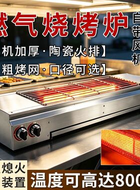 燃气商用烧烤炉不锈钢烤串机摆摊煤气烤面筋鱿鱼烤生蚝羊肉串烤炉
