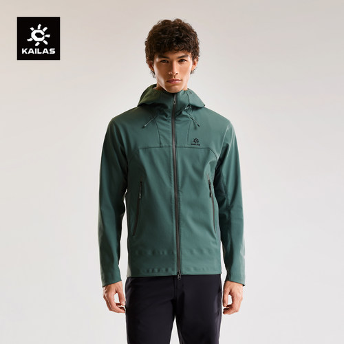 KAILAS凯乐石薄绒连帽软壳衣外套GTX防风防泼保暖户外登山徒步男