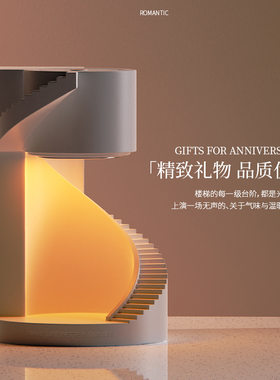 跨境香薰融蜡灯法式旋转楼梯氛围小夜灯床头台灯装饰感融烛灯