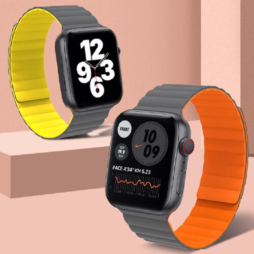 适用apple watch9/8/7硅胶磁吸表带苹果手表运动防水49/45/44腕带