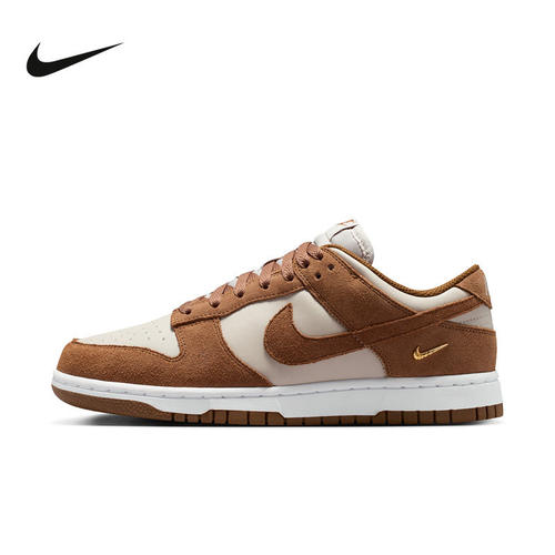Nike耐克女鞋白棕小金勾DUNK LOW复古低帮运动休闲板鞋IO4244-200