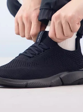 正品斯凯奇男鞋低帮休闲健步鞋 透气网眼鞋跑步鞋210281-BBK-NVOR