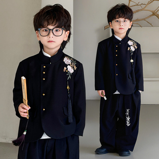 秋季国风男童套装 2025新中式刺绣童装外套儿童中山装唐装汉服
